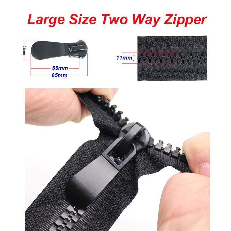 YaHoGa #15 30" Super Large Two Way Separating Plastic Zippers for Sewing, Parka, Winter Coat Heavy Duty Zippers Bulk (Huge Size) - Image 2